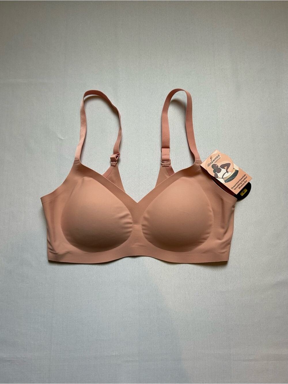 Shapermint Essentials Smoothing Comfort Wireless Bra Rose Tan Medium